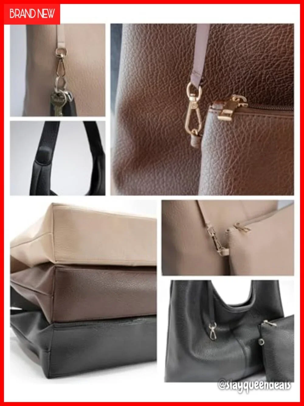 Vegan Leather Slouchy Hobo Bag with Zippered Compartments